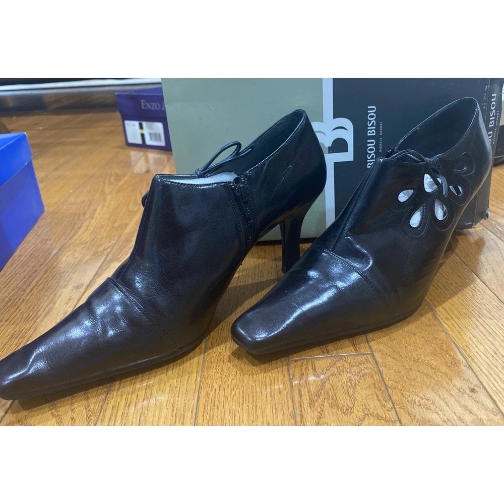 Bisou Bisou Michele Bohbot Ankle Boot Heels Gweneth Square Toe Size 10